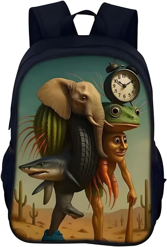 Italian Brainrot-Duty Polyester Backpack | Ultra-Durable School Bag for Boys & Girls | Large Capacity, Lightweight Design with Multi-Compartments | Perfect for School, Travel & Hiking
