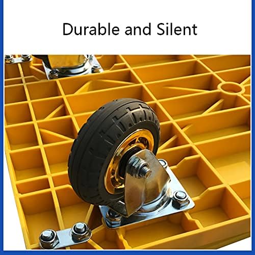 Heavy Duty Folding Flatbed Hand Cart with Metal Handle & Swivel Wheels - Durable Platform Truck for Luggage, Travel & Household - Quiet Mobility, High Load Capacity