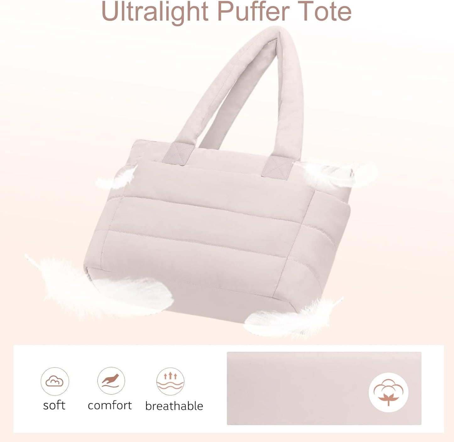 Tote Bag for Women Puffer Tote Bag Large Nurse Bags Shoulder Handbag with Zipper for Work Travel