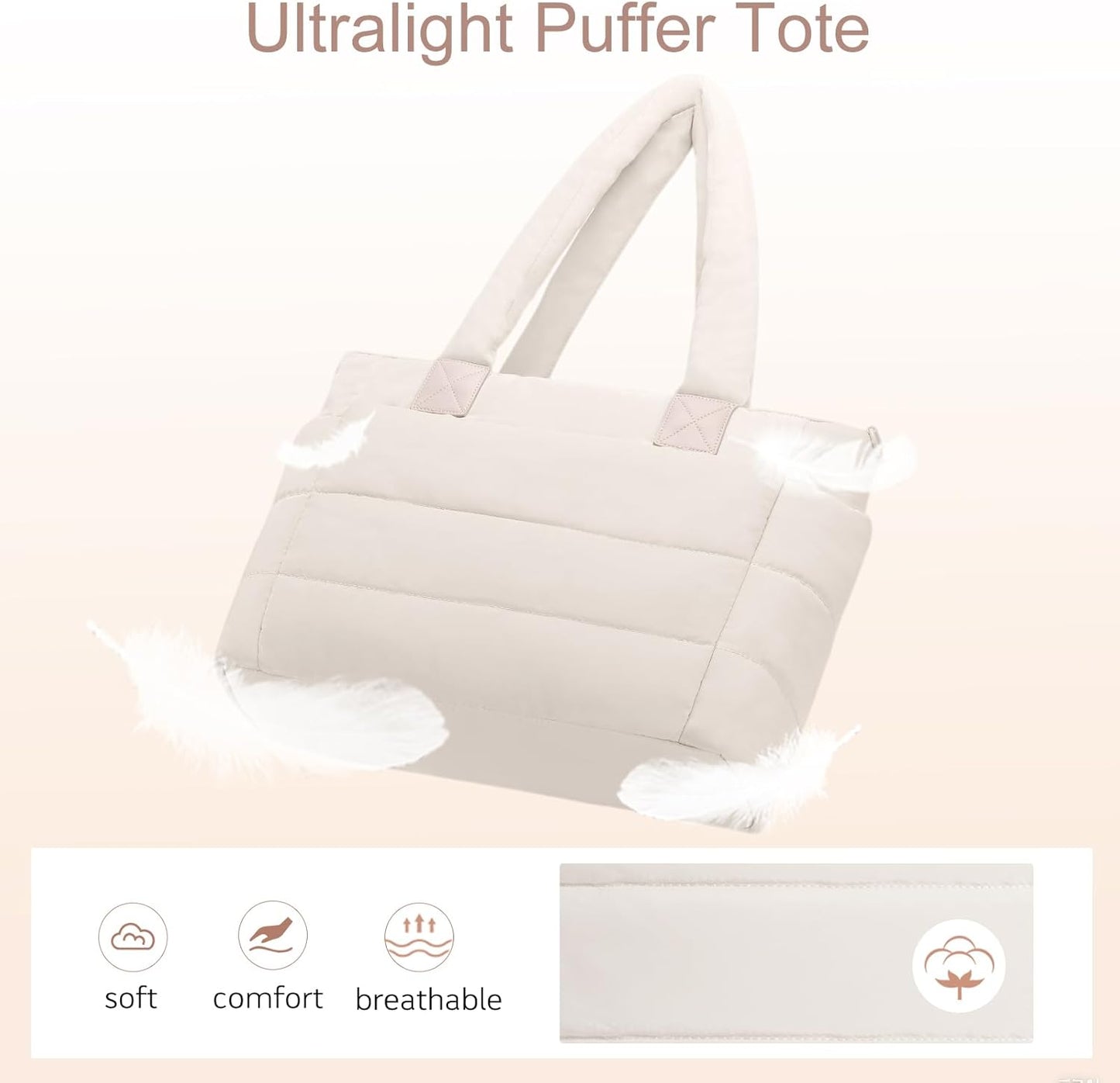 Tote Bag for Women Puffer Tote Bag Large Nurse Bags Shoulder Handbag with Zipper for Work Travel