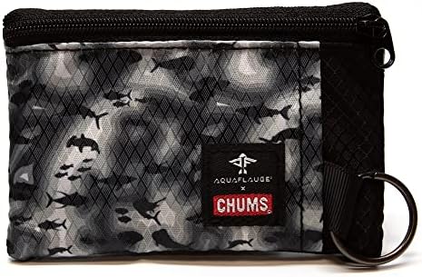 Chums Surfshorts Wallet - Lightweight Slim Wallet w/ RFID Blocking Card - Zippered, Minimalist Wallet w/Key Ring - Patterns