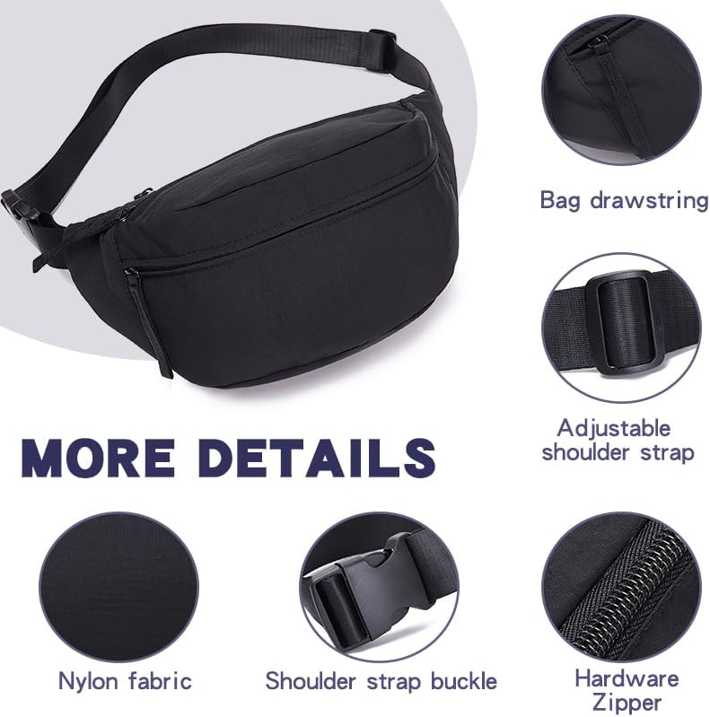 Women Sling Bags Girl Fanny Pack Crossbody Handbag Men Shoulder Bag Unisex Classic Nylon Waist Packs Purse Hiking Chest Bag, Easy Carry Any Phone,Wallet