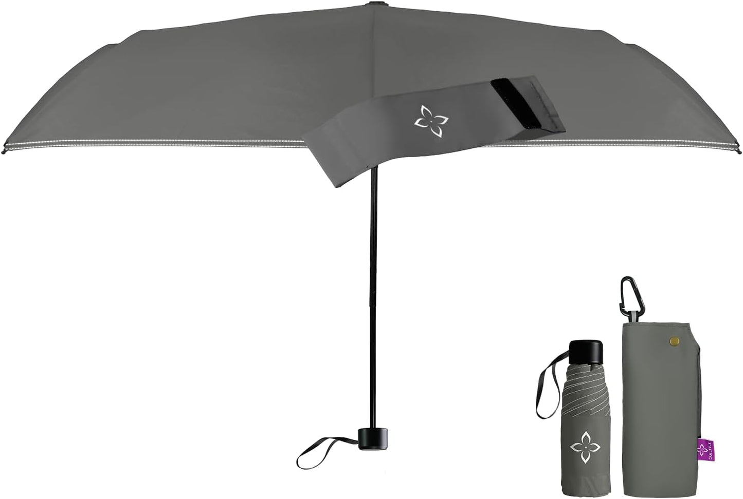 Windproof Travel Mini Umbrella - Manual Open Close with No Rebound for Seniors & Kids, Small Compact and Portable for Rain, Reflective Design for Night Safety Men & Women