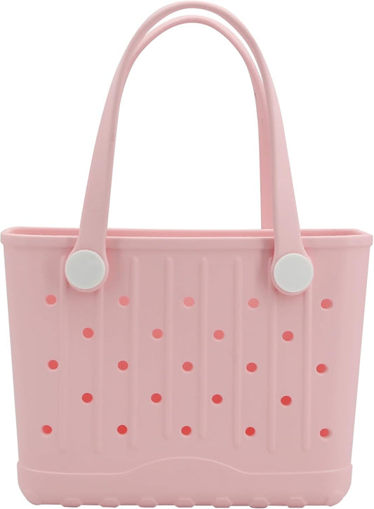 Rubber Tote Bag Small Beach Bag Waterproof Travel Bags Washable Tote Portable Open Handbag for Sports Beach Boat Outdoor