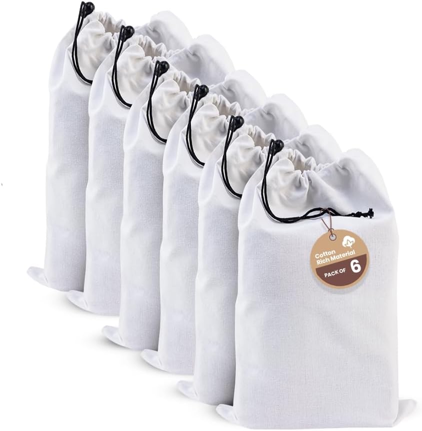 LFH Cotton Rich Shoe Storage Bags with Drawstring, Dustproof Breathable Reusable Organizer, Perfect
