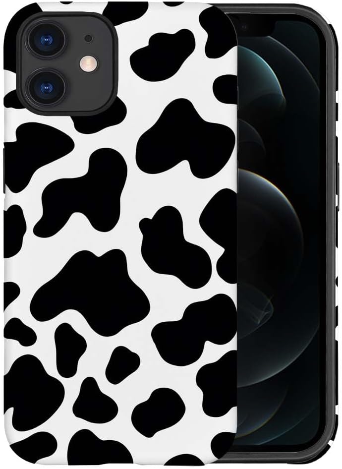 SEized Case Compatible with for iPhone 11,Black White Cow Pattern Phone Case for Girl Women Boy Men,Durable Protection Case for iPhone 11