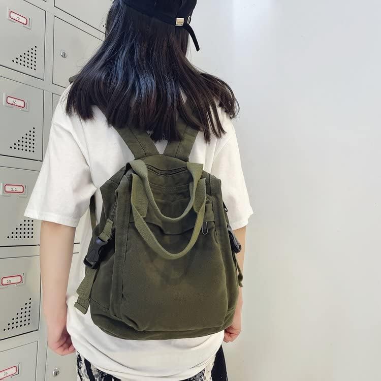 Small Boho Canvas Backpack for Women Vintage Style Outdoor Travel Bag Casual Daypack Grunge