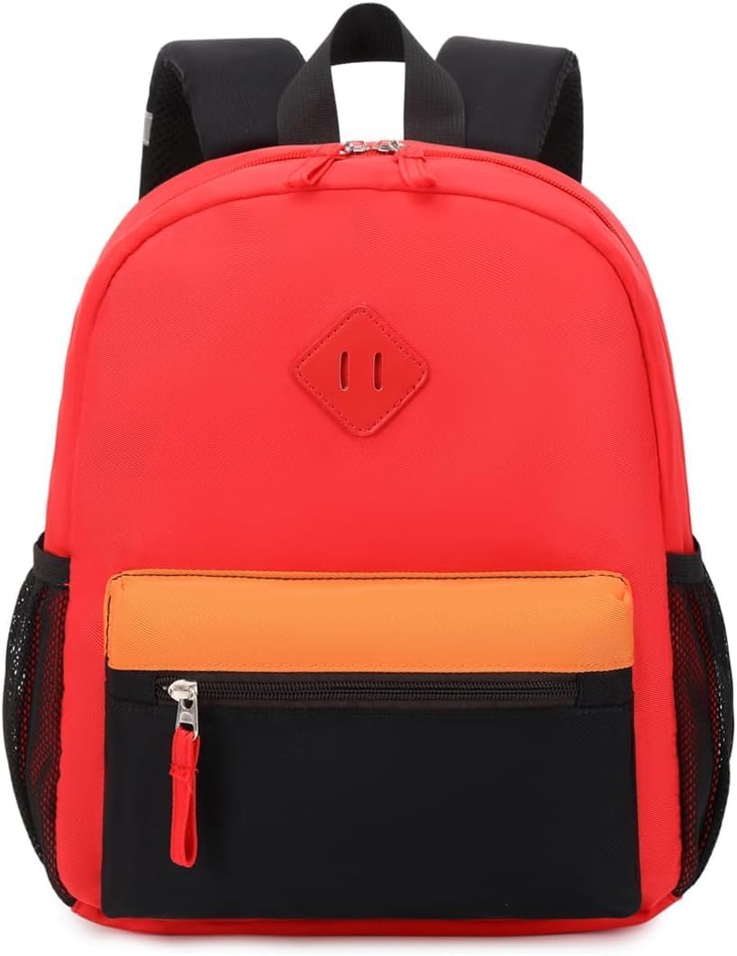 Preschool Backpack Kindergarten Toddler School Backpacks 2-4 Years for Boys and Girls with Chest Buckle (Red Black, Small-12 H(not Fit Folder))
