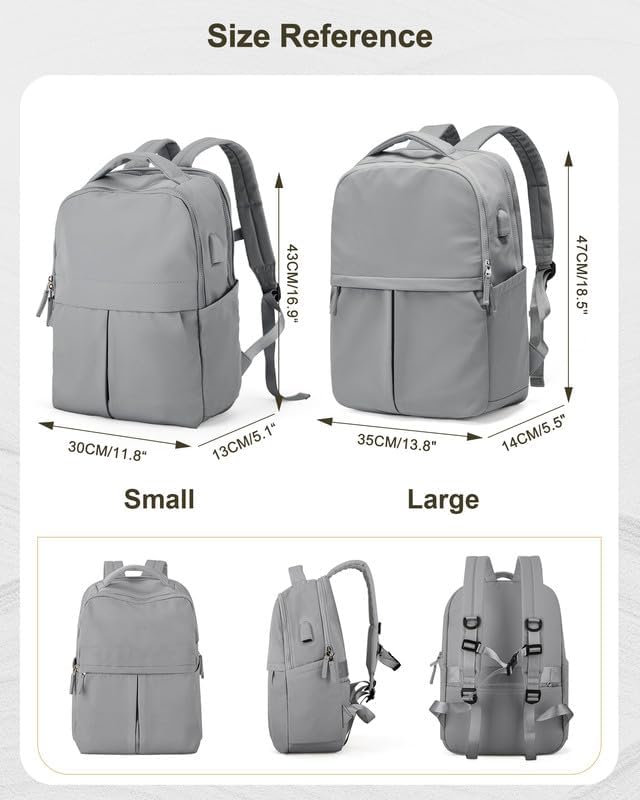 Laptop Backpack for Women Large Travel Backpack for Men Gym Work Teacher Backpack with Laptop Compartment Casual Daypack Backpacks Grey