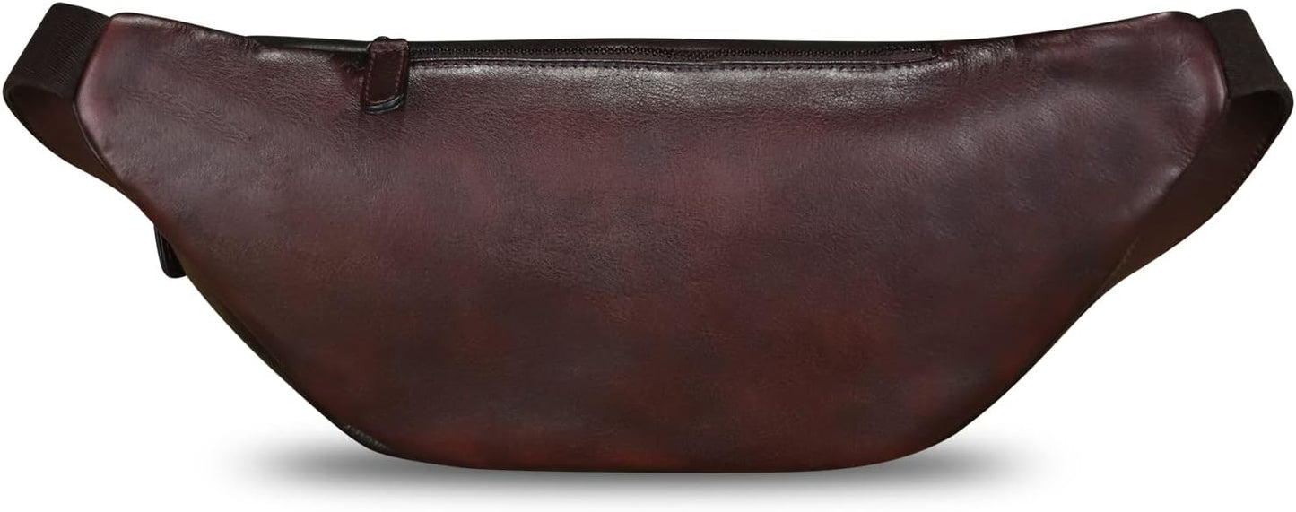 Genuine Leather Fanny Pack for Men and Women Real Leather Sling Bag Crossbody Bag Fashion Waist Bag Chest Purse (Coffee)