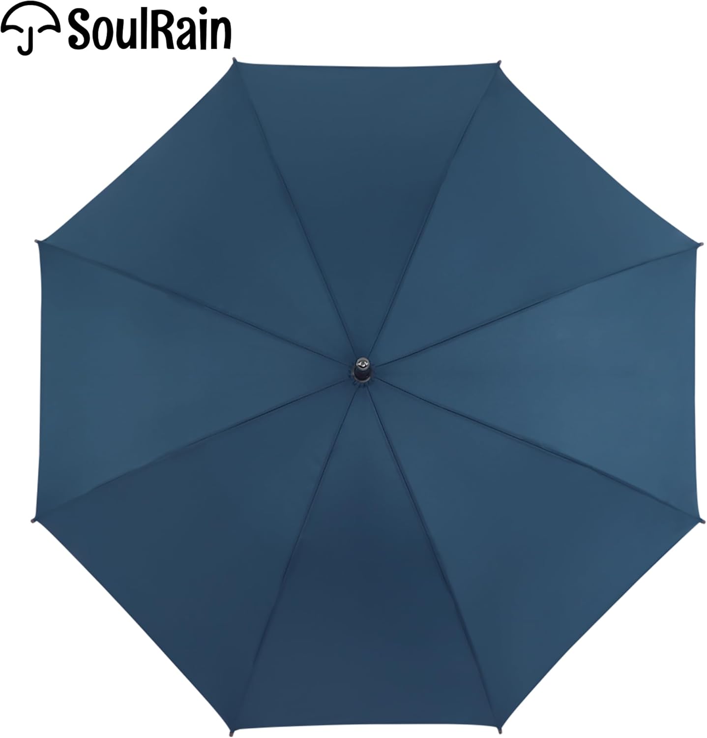 SoulRain 48" Large Umbrella –Windproof Stick Umbrellas for Rain, Automatic Open, Vintage Cane Navy Blue big Umbrella with Classic Wooden Handle,Open for 2 Persons adult,for Women & Men(Navy Blue)