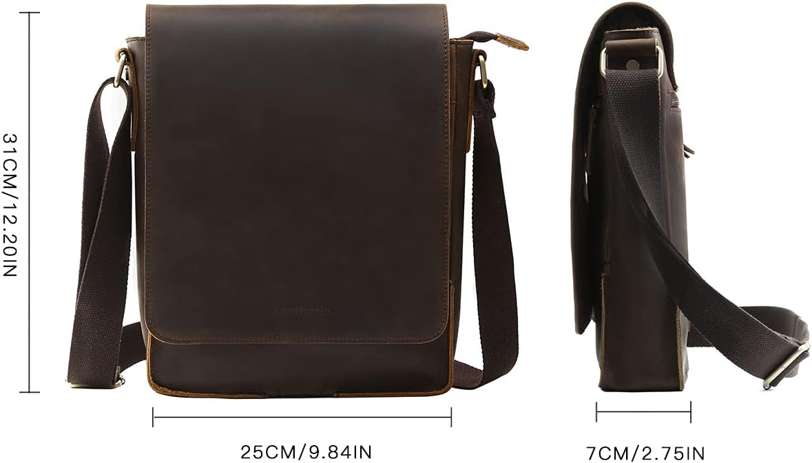 Leathario Crossbody Bag for Men Genuine Leather Small Messenger Shoulder Purse Side Vintage Satchel