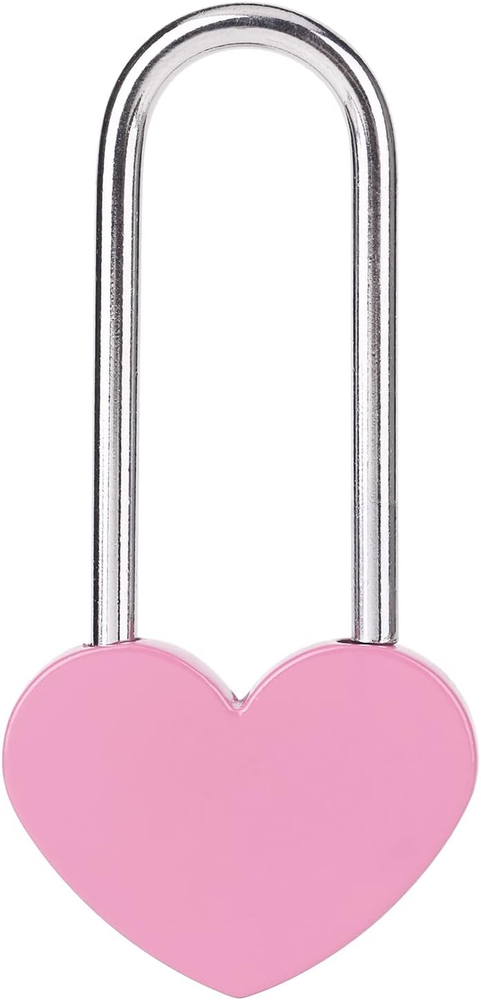 3.5" 50mm Love Lock Heart Padlock, Pink Single Heart Keyless Wish Lock for Lovers Wedding, Valentines, Anniversary, Travel, Valentines Day(NO Key)