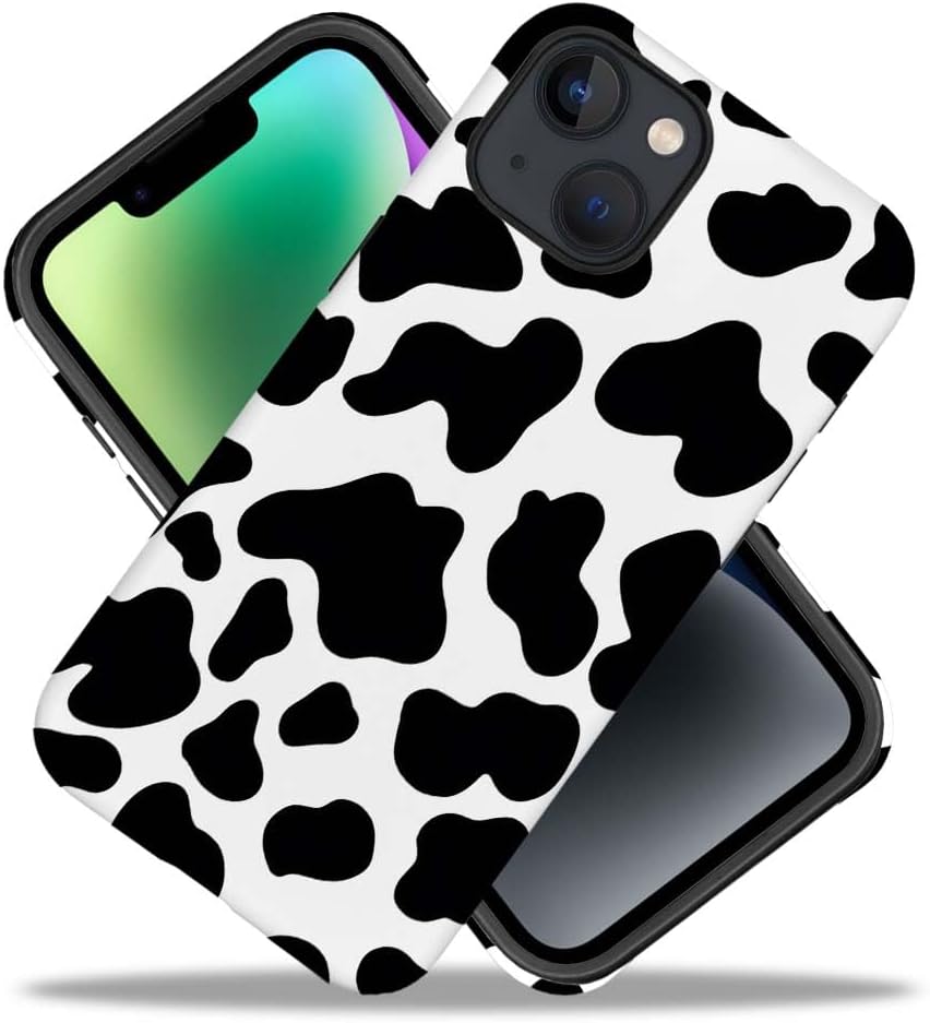 SEized Case Compatible with for iPhone 14 Plus,Black White Cow Pattern Phone Case for Girl Women Boy Men,Durable Protection Case for iPhone 14 Plus