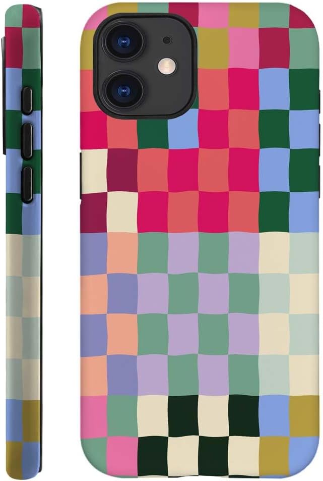 SEized Case Compatible with for iPhone 12,Colorful Checkerboard Phone Case for Girl Women Boy Men,Durable Protection Case for iPhone 12