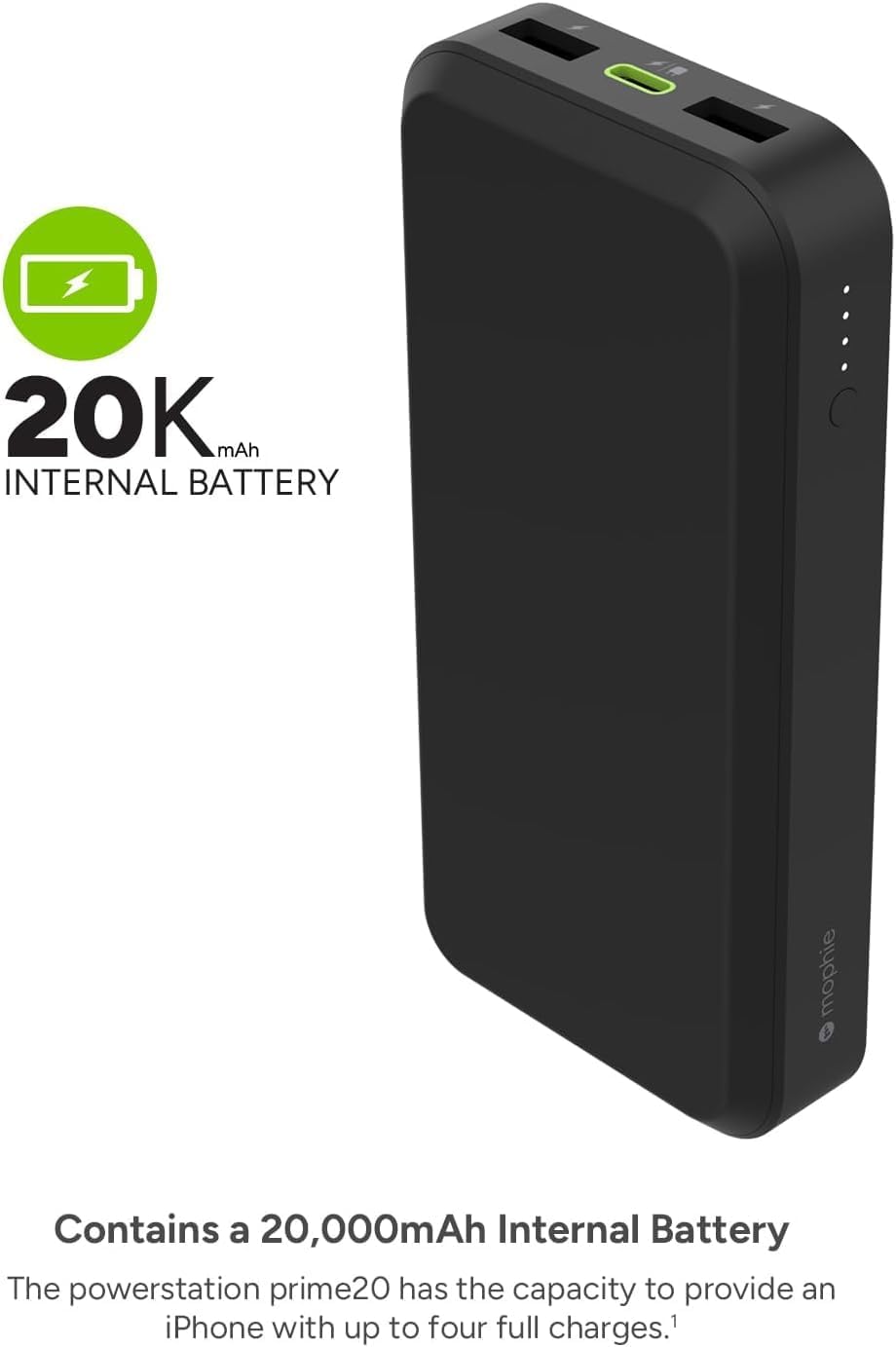 Mophie powerstation prime20 - Ultra-Compact Portable Power Bank with 20,000mAh Internal Battery, 18W USB-C PD Fast Charging, 3-Device Simultaneous Charging, Best Dad