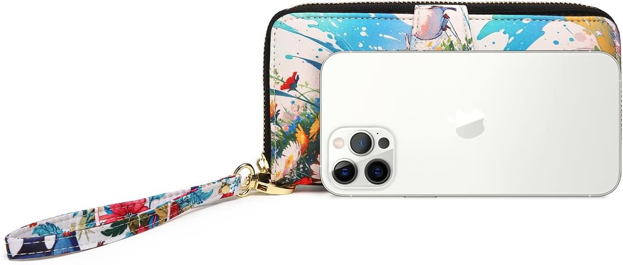 Women Wallet Card RFID For Womens Holder Blocking Credit Small Zipper Purse Pocket Bifold Slim Coin ID Ladies Wristlet Clutch Large Capacity Window Case Travel Zip Women's