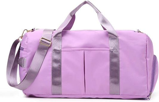KARRESLY Sports Gym Bag for Women or Men Travel Duffel Bag with Wet Pocket and Shoes Compartment for Training Swim Yoga(Purple)