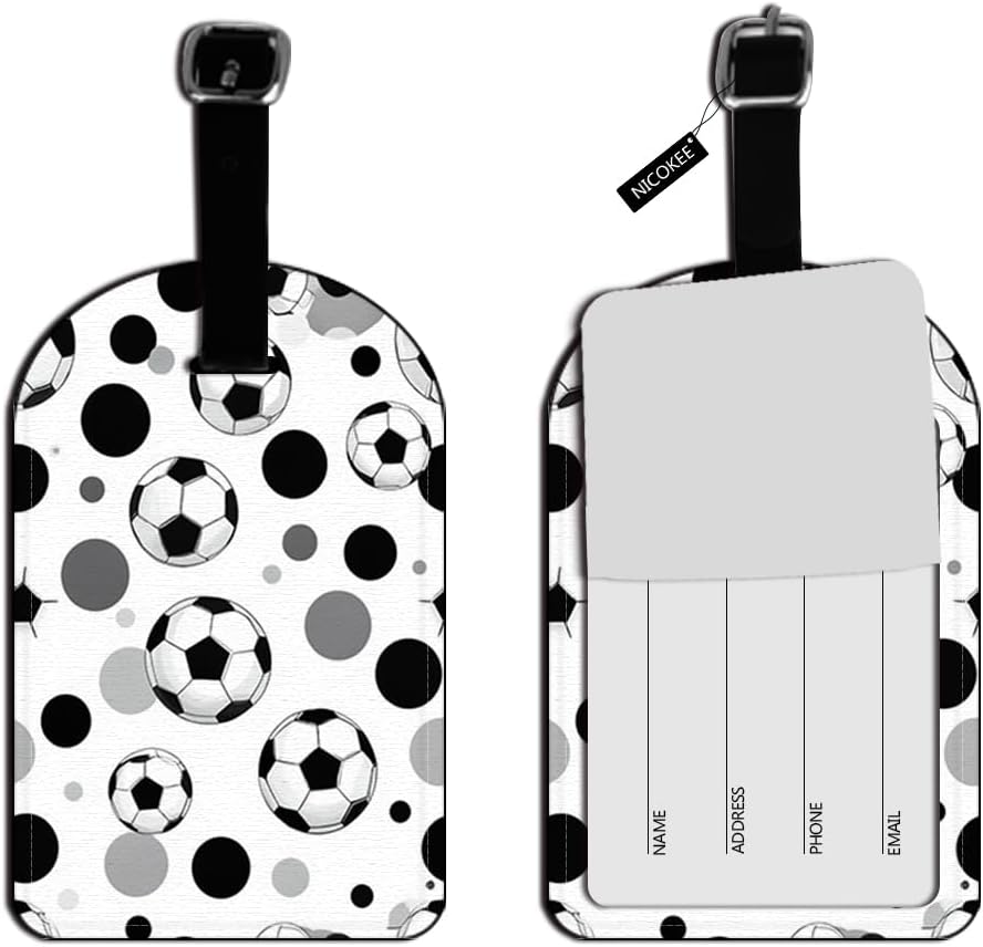 Luggage Suitcase Carry-on ID Tag-Soccer Football-Ball Travel ID Label Leather Baggage Airplane Label - 1 pack