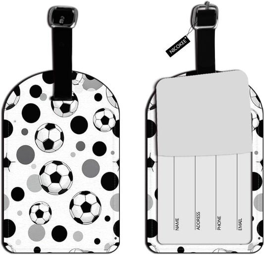 Luggage Suitcase Carry-on ID Tag-Soccer Football-Ball Travel ID Label Leather Baggage Airplane Label - 1 pack