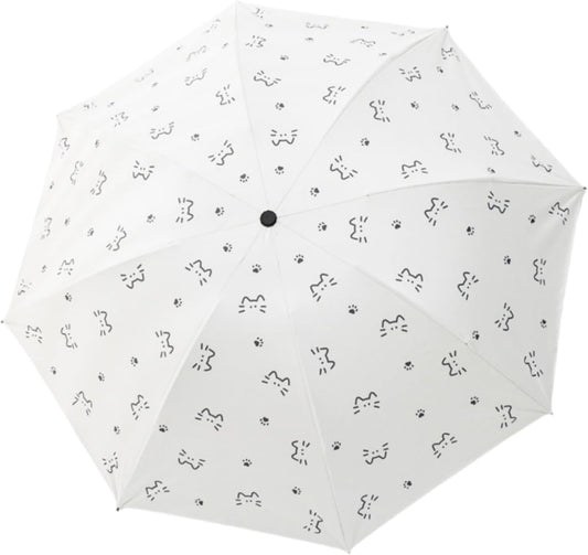 Compact Cat Umbrella - Automatic Folding, Dual-Use Rain and Sun Protection, Black Coating Anti-UV, Windproof, Lightweight, Portable Travel Companion for Men and Women