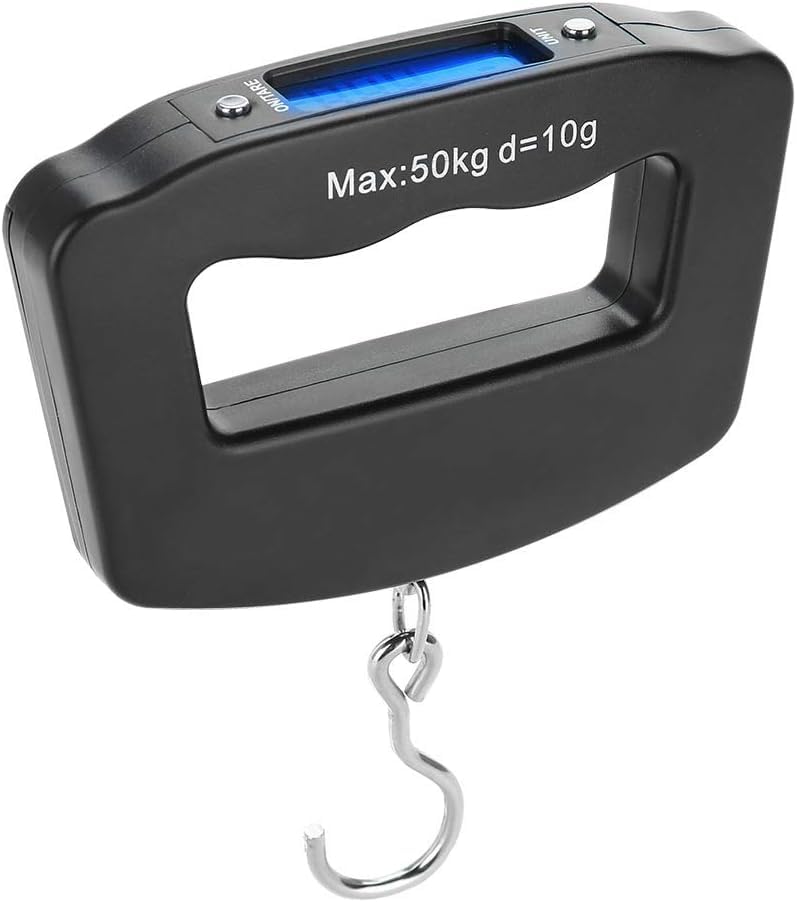 50kg/10g Portable Fishing Scale,Mini Portable Travel Hook Scale,Electronic Hook Scale Luggage Scale with Hook for Travel Fish Weighing Black