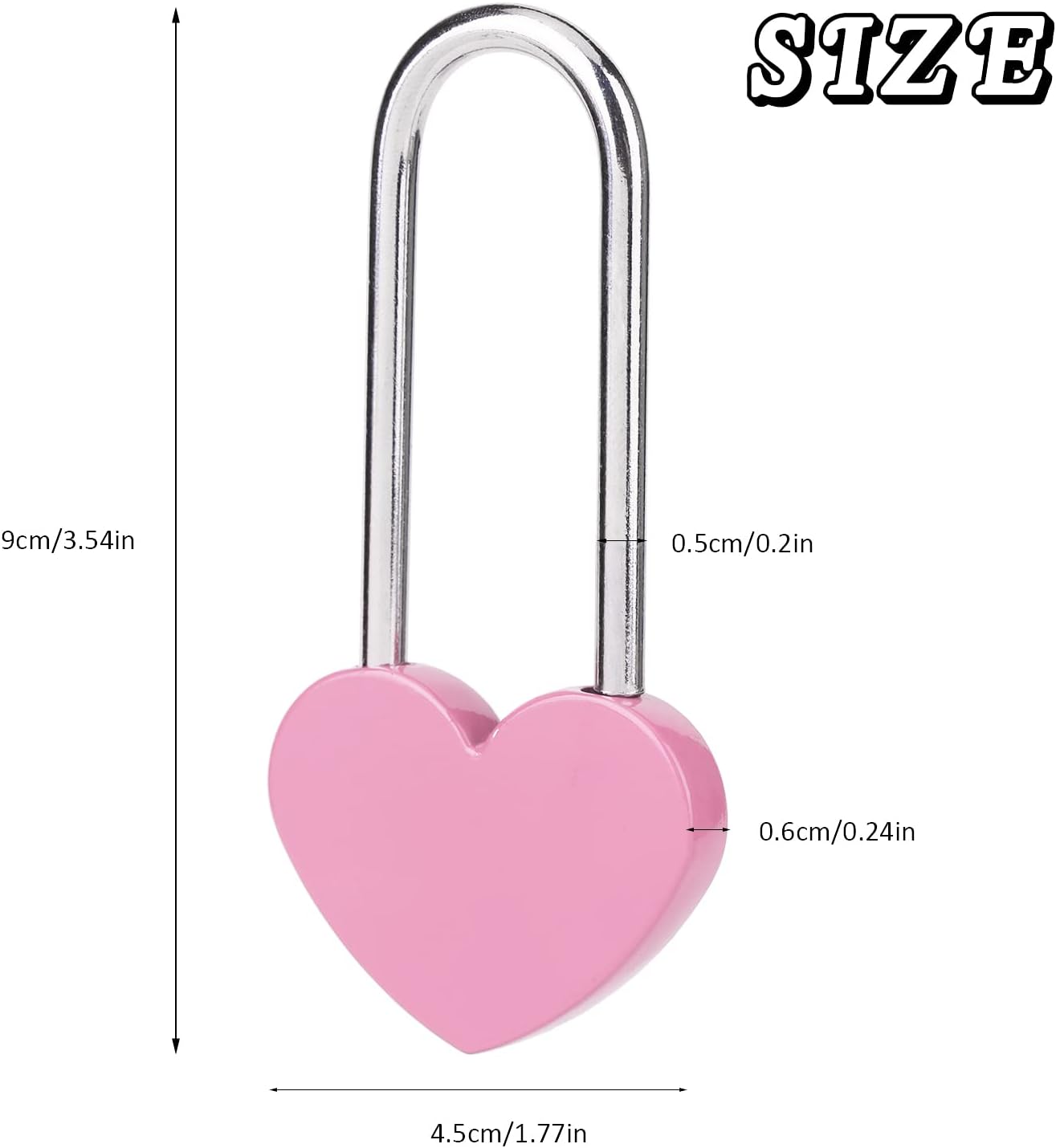 20PCS 3.5" Love Lock Heart Padlock,Pink Single Heart Wish Lock for Lovers Wedding, Valentines, Anniversary, Travel (NO Key)
