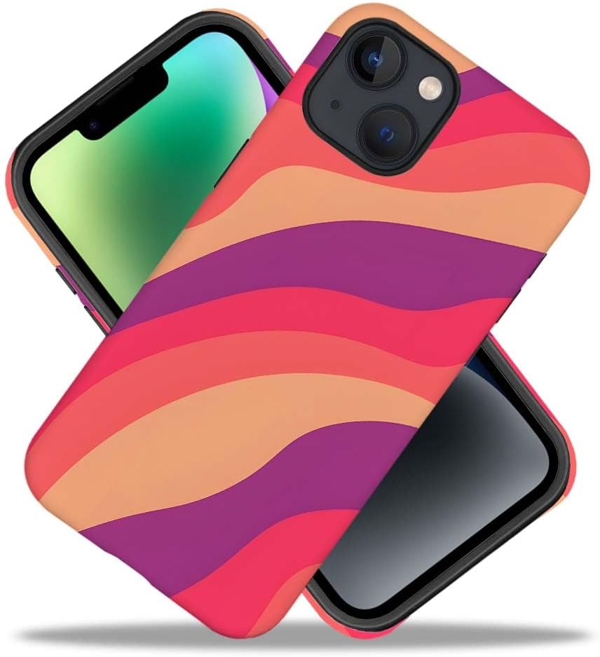 SEized Case Compatible with for iPhone 13,Pink Colorful Waves Abstract Swirls Phone Case for Girl Women Boy Men,Durable Protection Case for iPhone 13