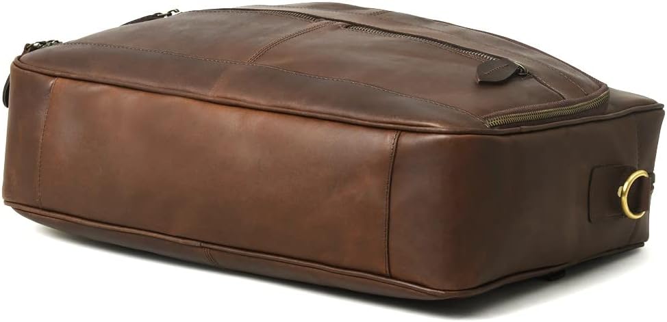 Gratlin Full Grain Buffalo Leather Briefcase For Men | Handcrafted Genuine Leather Messenger Bag for Men & Women | Brown Leather Laptop Bag for Men | Best Leather Bag Satchel Computer Case in 16 Inch