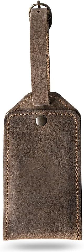 PEGAI 100% Soft Touch Rustic Leather Luggage ID Tag, Secure With Snap Closure and Easy Attachment to Suitcase, Backpack, Handbag, Handmade Travel Accessories Luggage Tags (Sand Brown)