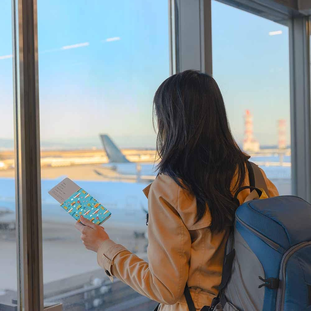 Airport Vehicles Passport Holder for Travel Airplanes Tractor Car Truck PU Leather Passport Cover Wallet Cute Passport Card Holder for Women and Men