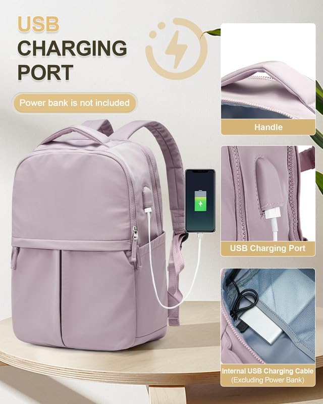 Laptop Backpack for Women Large Travel Backpack for Men Gym Work Teacher Backpack with Laptop Compartment Casual Daypack Backpacks Purple