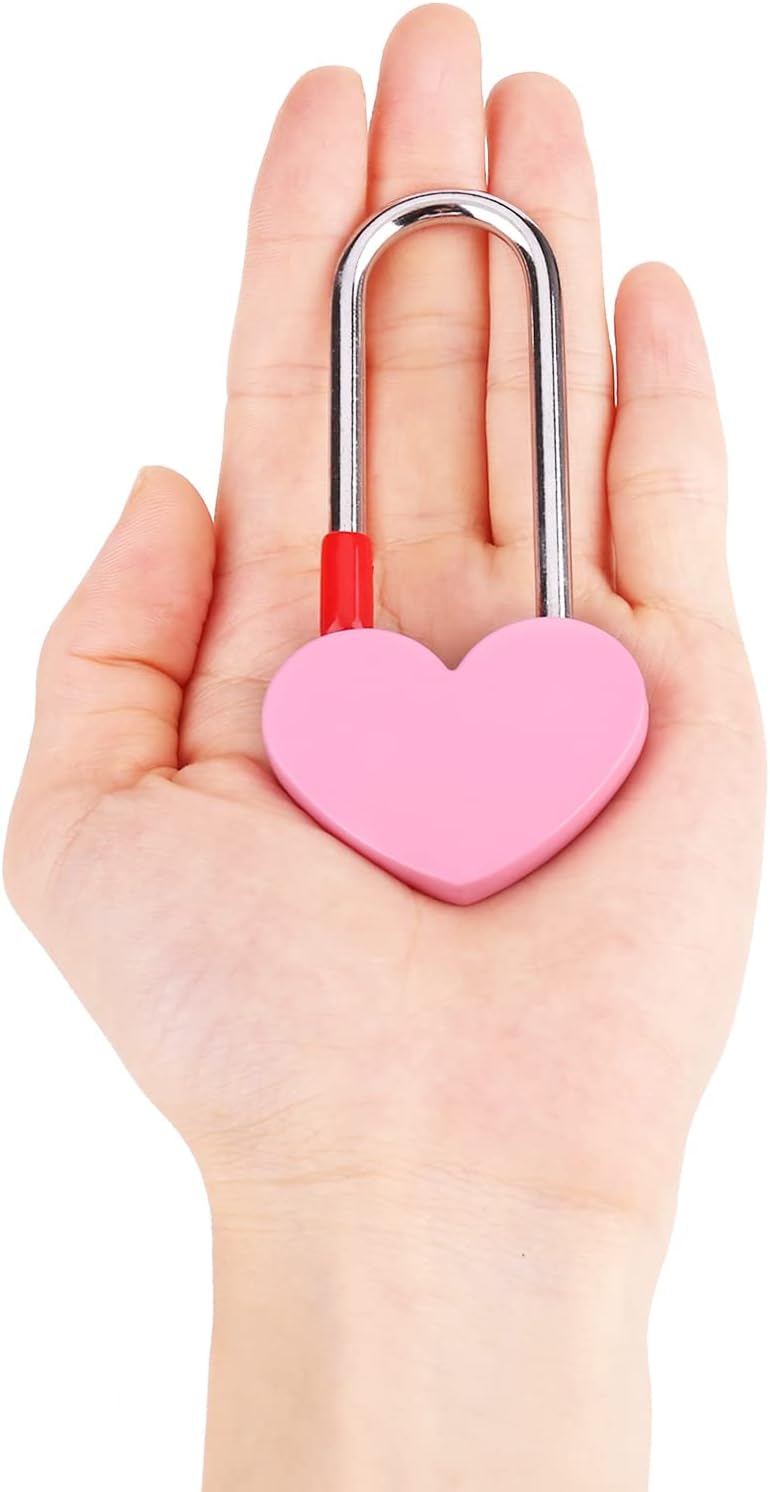 3.5" 50mm Love Lock Heart Padlock, Pink Single Heart Keyless Wish Lock for Lovers Wedding, Valentines, Anniversary, Travel, Valentines Day(NO Key)