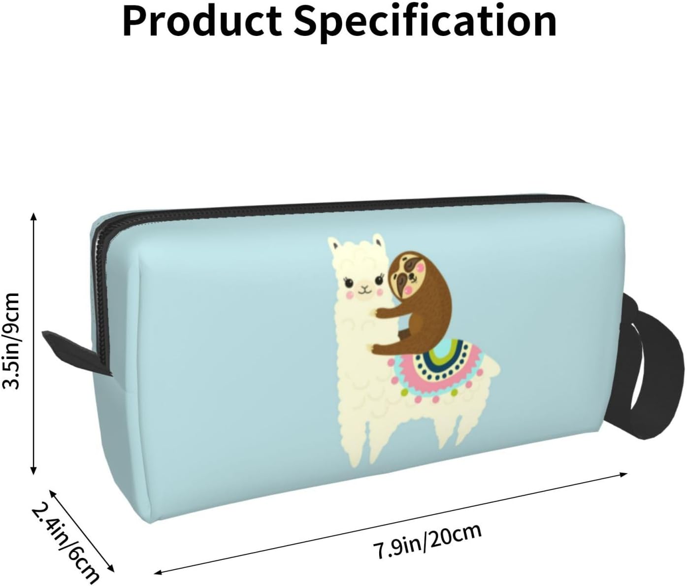 Cute Alpaca & Sloth Makeup Bag Organizer Small Travel Cosmetic Bags Compact Durable Oxford Fabric Multi-Purpose Storage Perfect for Travel, Gym, Daily Use