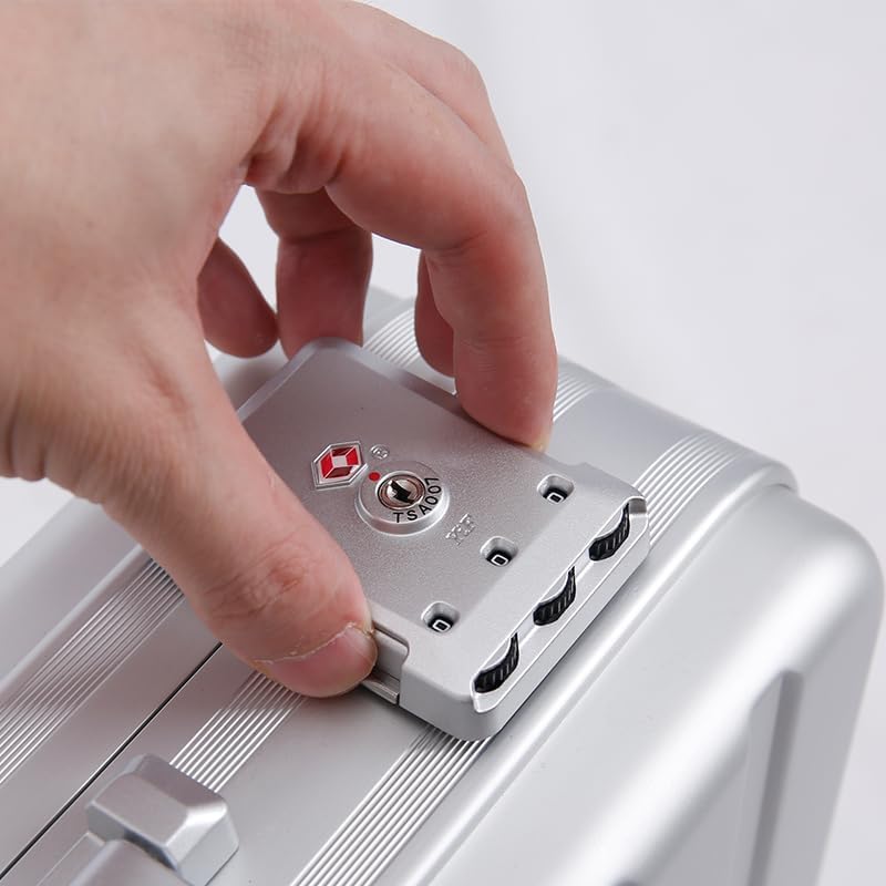 Small Metal Briefcase 16.5X12.6X4.5 Inch TSA Combination Lock Silver Aluminum Toolbox Cash Case 14 Inch Notebook Briefcase with Sponge