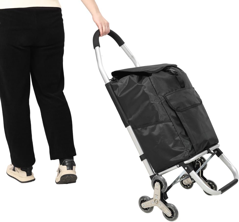 Heavy Duty Foldable Shopping Trolley with Stainless Steel Triangular Wheels Oxford Waterproof Cart