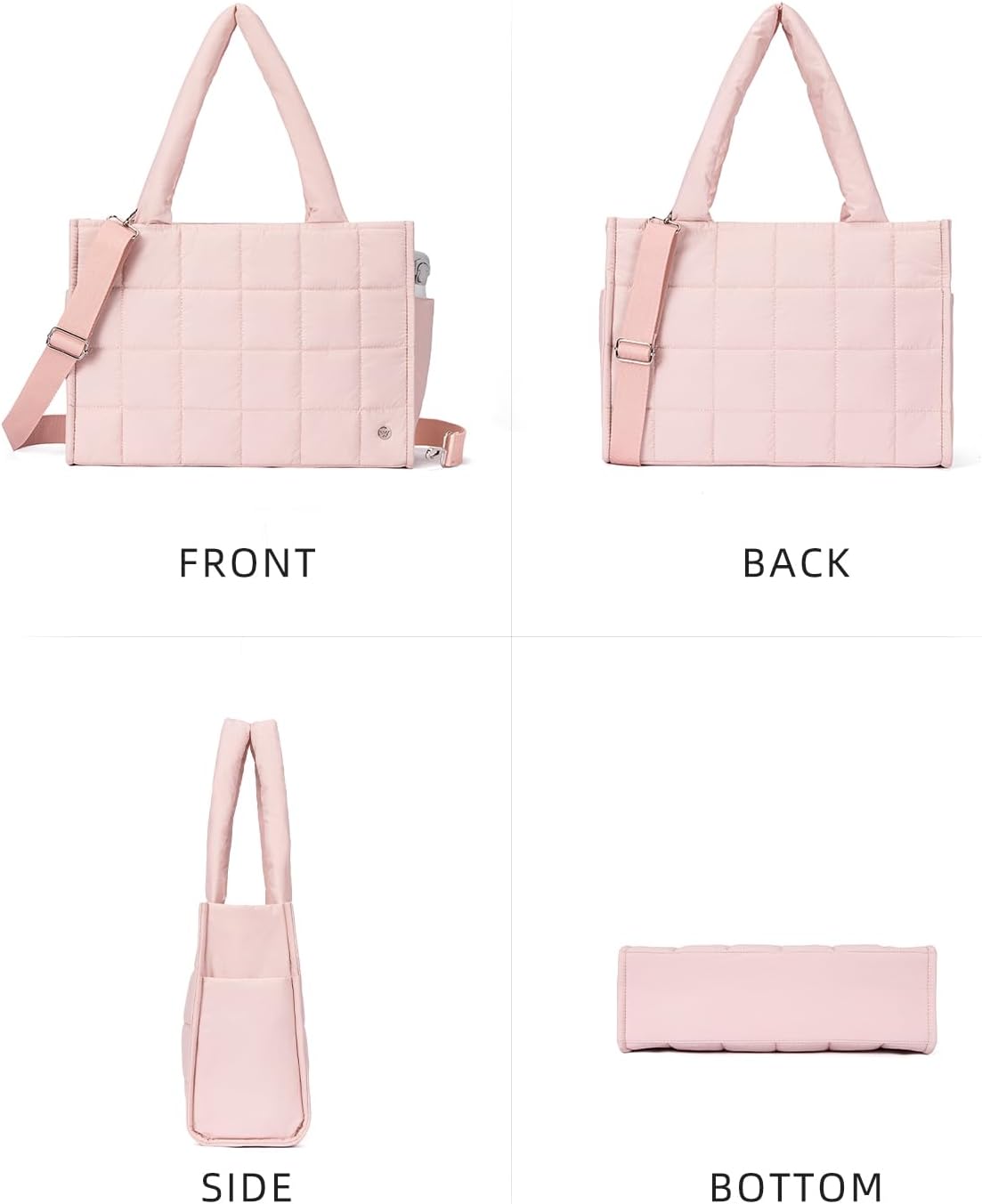 WESTBRONCO Puffer Crossbody bags for Women Puffy Quilted Tote Handbags Nylon Weekender Overnight Bag with Adjustable Strap