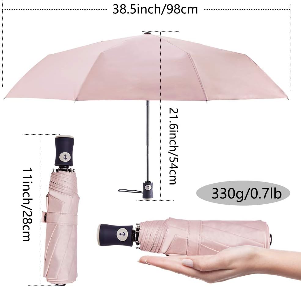 DBA FDJASGY Sun Umbrella Compact Folding Travel Umbrella Auto Open and Close for Windproof, Rainproof & 99.9% UV Protection Parasol with Black Anti-UV Coating