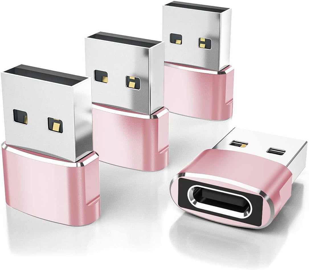 Elebase for Samsung Galaxy S25 Adapter,USB to USB C Adaptor 4Pack,Type C Female to A Male Cable Converter for Galaxy S24 S23 Plus Ultra FE,Z Fold Flip 7 6 5,A55 A54 A53 A52,Tab S10 S9 S8 A9 A8 A7 Lite