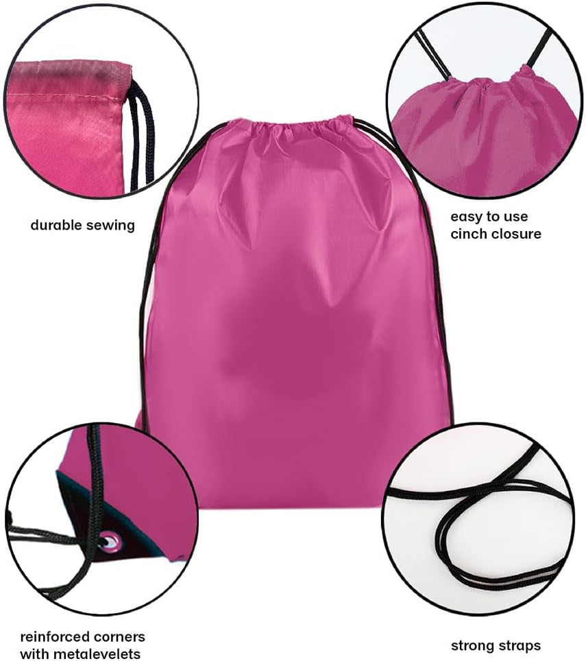 Drawstring Backpack Bulk 30 Packs Draw String Backpack Bags DIY Gym Sports Traveling Trip ride Pedestrianism Yoga Cinch Bag Sackpack Drawstring (pink)