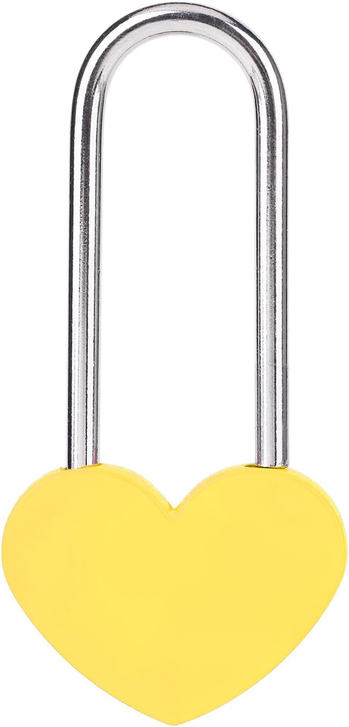 3.5" 50mm Love Lock Heart Padlock,Yellow Single Heart Wish Lock for Lovers Wedding,Valentines,Anniversary,Travel, Valentines Day, Bridge(NO Key)