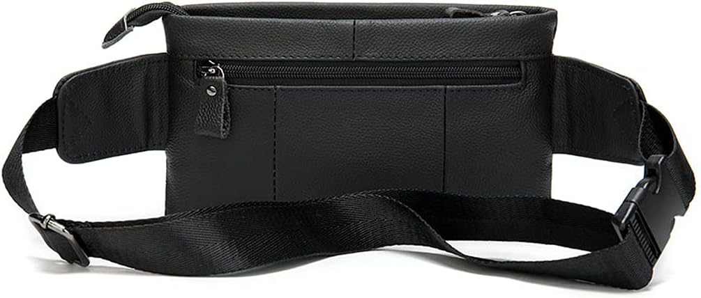 Hebetag Leather Waist Pack Fanny Bag for Men Women Outdoor Travel Sports Running Walking Hiking Hip Bum Belt Slim Cell Phone Purse Casual Waist Wallet Pouch (#05Black)