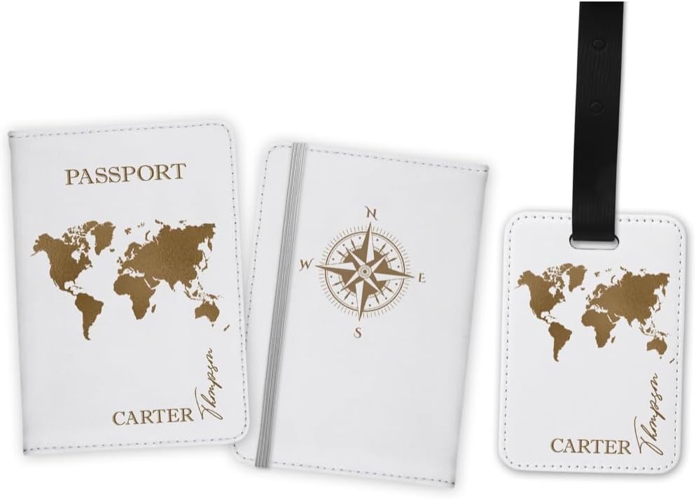 Personalized Passport holder, Personalized Passport Cover, Customized Passport Cover and Luggage tag, Personalized Gift, travel set Gift. (Passport Cover + 2 Tags)