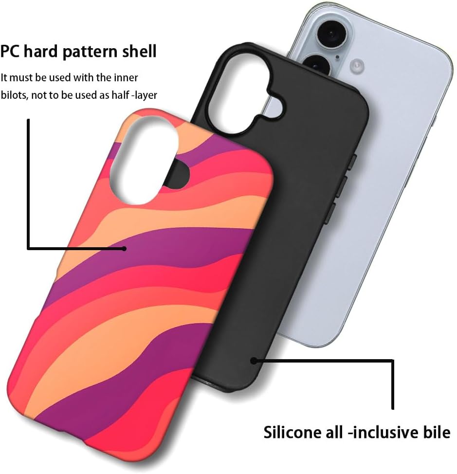 SEized Case Compatible with for iPhone 16 Plus,Pink Colorful Waves Abstract Swirls Phone Case for Girl Women Boy Men,Durable Protection Phone Case for iPhone 16 Plus
