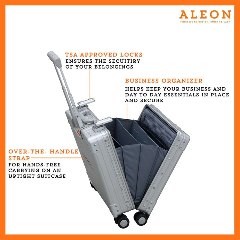 Aleon All Aluminum Lightweight 17" Rolling Laptop Catalog Case, Vertical Opening with TSA Locks & Aircraft-Grade Aluminum Frame