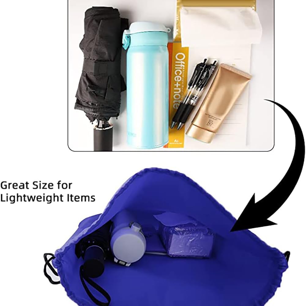 GoodtoU Drawstring Backpacks, Bags Bulk Nylon Backpack Draw String Back Bag Cinch Sack Gym Bag for Sport, Traveling, Team (Blue, 128Pcs)