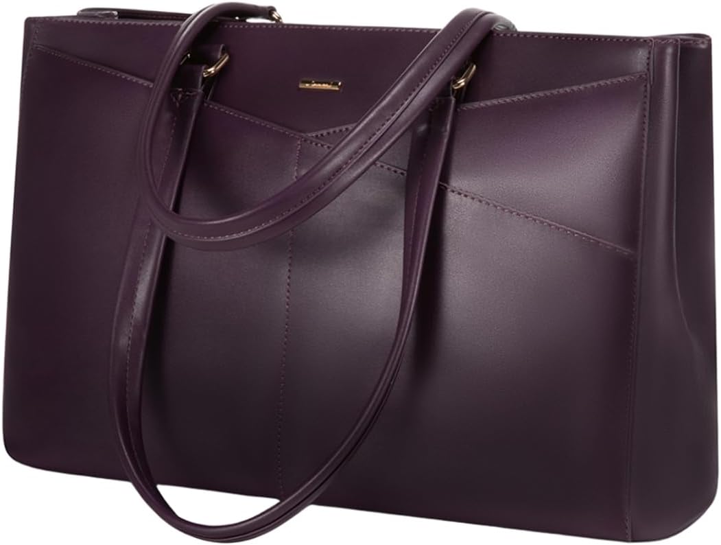 LOVEVOOK Laptop Bag for Women 15.6 Inch Tote Bags Waterproof Leather Briefcase Computer Women Business Office Work Bag,Mulberries Purple