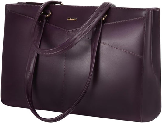 LOVEVOOK Laptop Bag for Women 15.6 Inch Tote Bags Waterproof Leather Briefcase Computer Women Business Office Work Bag,Mulberries Purple