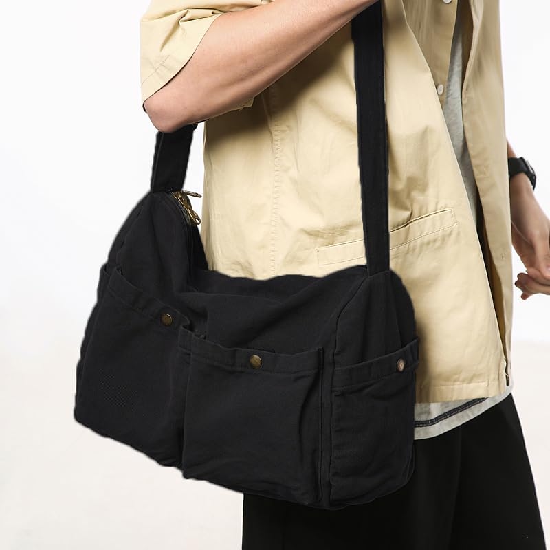 Canvas Messenger Bag Cute Crossbody Tote Bag Shoulder for Women Men for School Aesthetic Hobo with