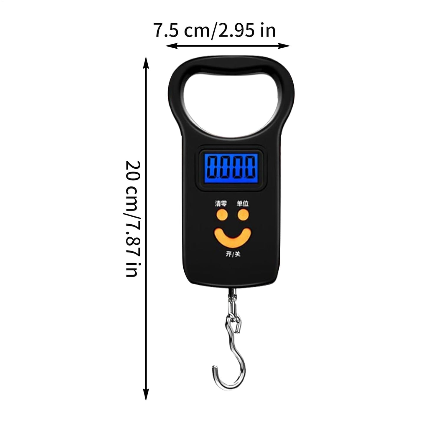 Portable Scale, Handheld Digital Scale, 50kg Weight Capacity, High Precision Sensor, 2.95x7.87 Inches, Compact Design, Ideal for Fishing, Baggage, Shipping, Cooking, Hunting, Suitcase Use